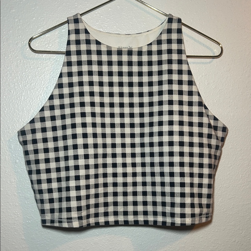 Old Navy Gingham Black and White Crop Top